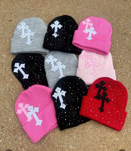 Distressed Rhinestone Custom Beanies