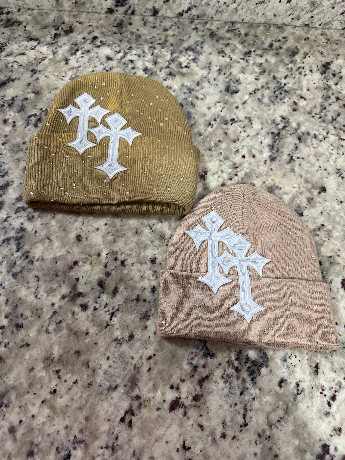 Distressed Rhinestone Custom Beanies